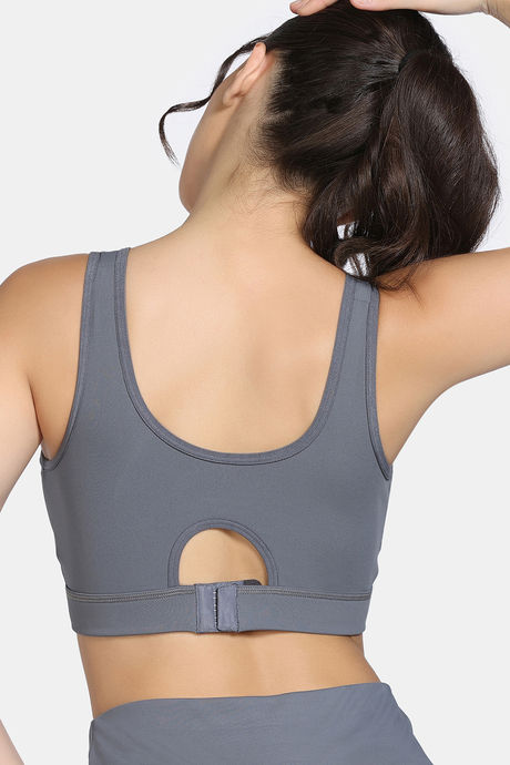 Zelocity  Medium Impact Quick Dry Sports Bra - Steel Grey — image 2